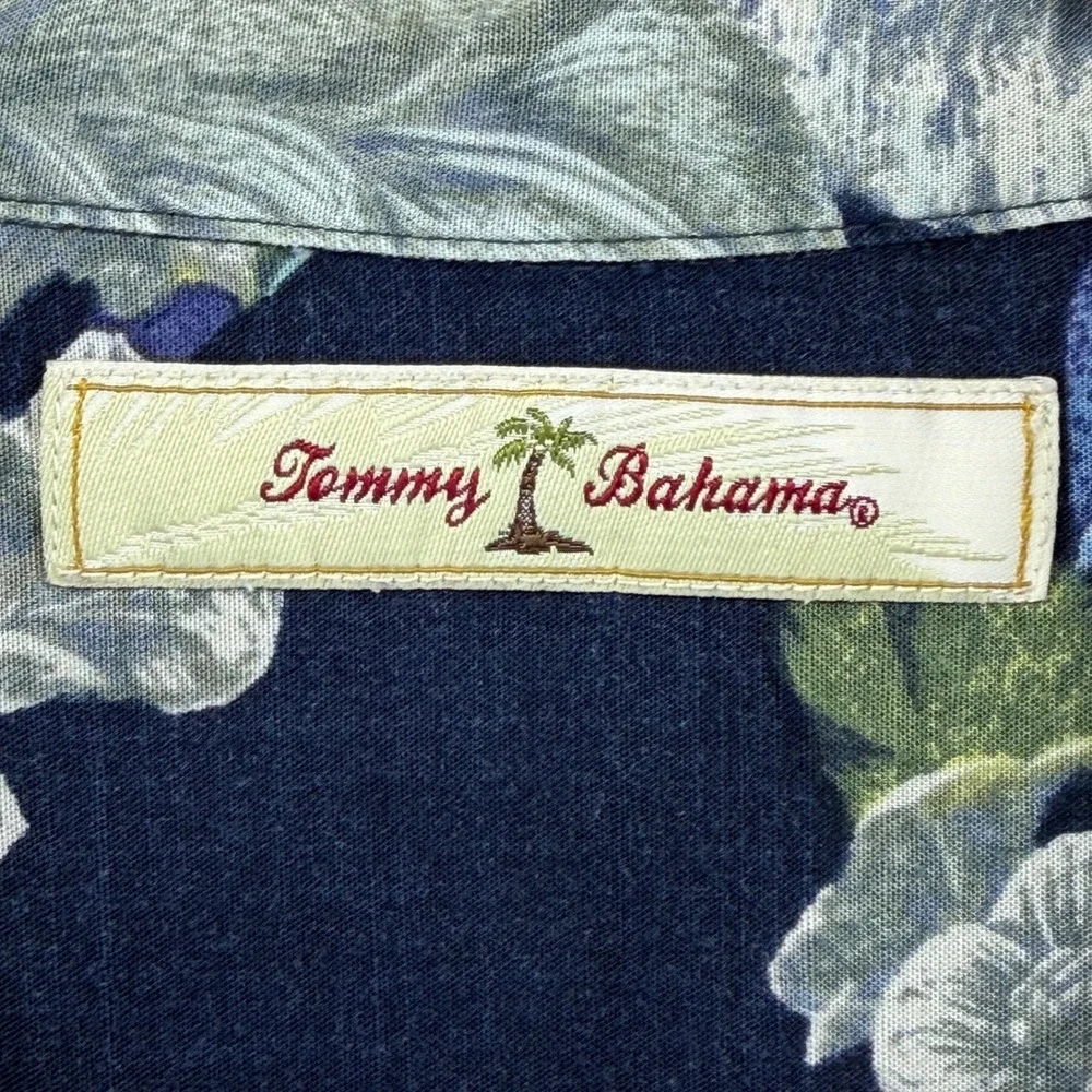 Tommy Bahama Mens XL Short Sleeve Button Down‎ Shirt Floral Print Blue Green